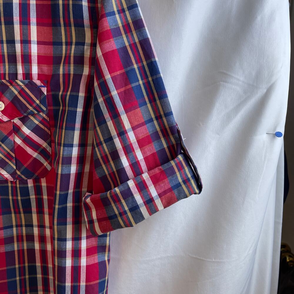 English Laundry Kids Plaid Button Up‎ Western Cowboy 3/4 Roll Tab Sleeve Sz 16 - Picture 4 of 7